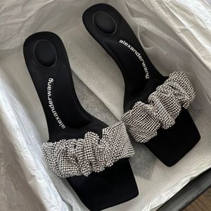 Alexander Wang Jessie Crystal Embellished Scrunchie Sandals - 38.5
